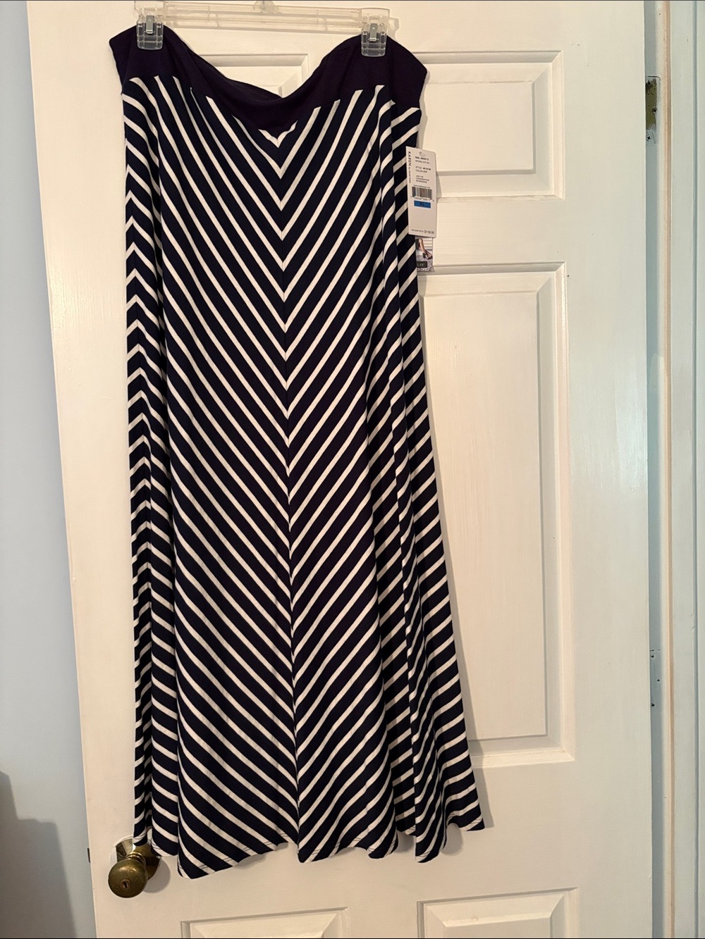 Karen Kane Blue and White Chevron Maxi Skirt